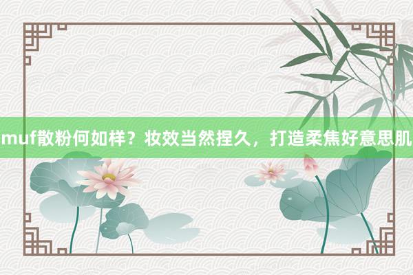 muf散粉何如样？妆效当然捏久，打造柔焦好意思肌